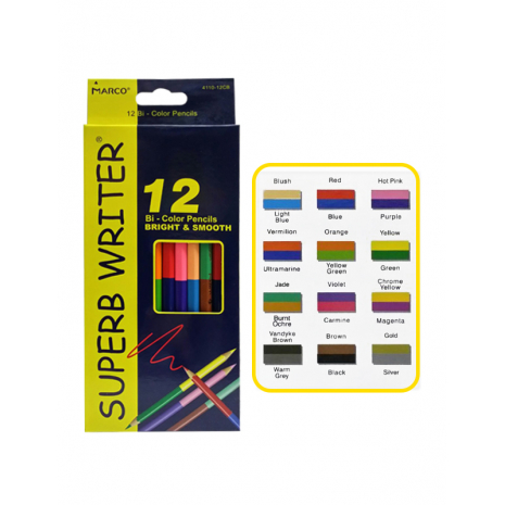 карандаши 24 цвета (12шт) Bi-Color =Marco= (арт.504-04)